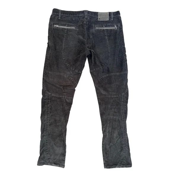 Armani Exchange Mens Black Corduroy Moto Biker Pants Zipper Detail Size 34 - Picture 6 of 8
